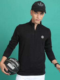 HIGHLANDER - Black Solid Regular Fit Sweatshirt