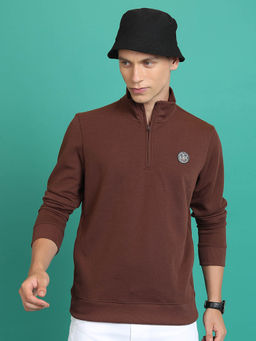 HIGHLANDER - Brown Solid Regular Fit Sweatshirt