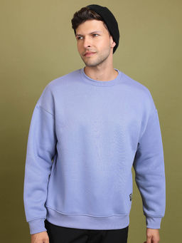 HIGHLANDER - Purple Solid Oversized Fit Sweatshirt