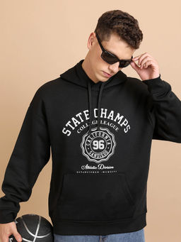 HIGHLANDER - Black Printed Oversized Fit Hoodie