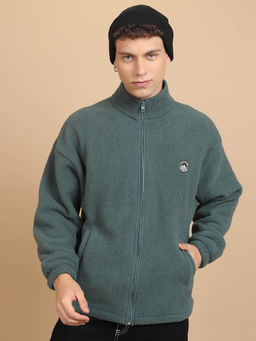 HIGHLANDER - Green Solid Oversized Fit Sweatshirt