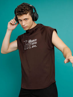 HIGHLANDER - Brown Printed Relaxed Fit Hoodie