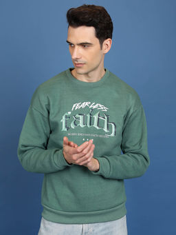 HIGHLANDER - Green Printed Relaxed Fit Sweatshirt