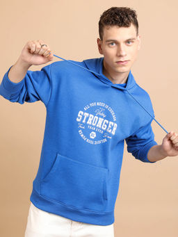 HIGHLANDER - Blue Printed Relaxed Fit Hoodie