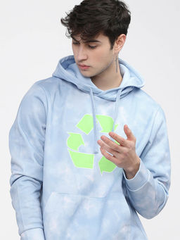 HIGHLANDER - Blue Printed Regular Fit Hoodie
