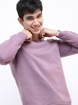 HIGHLANDER - Purple Solid Slim Fit Sweatshirt