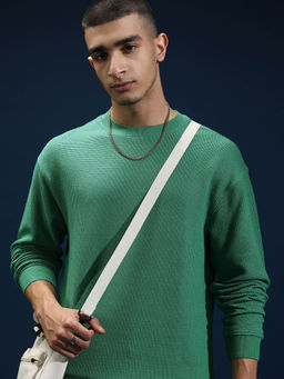HIGHLANDER - Green Solid Relaxed Fit Sweatshirt