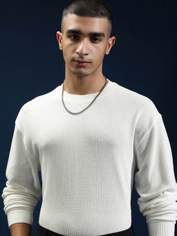 HIGHLANDER - White Solid Relaxed Fit Sweatshirt