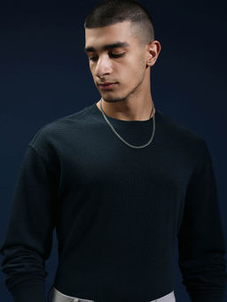 HIGHLANDER - Teal Solid Relaxed Fit Sweatshirt