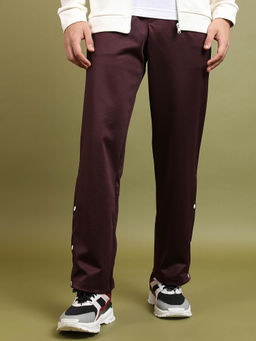 HIGHLANDER - Burgundy Solid Straight Fit Trackpant