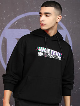 HIGHLANDER - Black Printed Oversized Fit Hoodie