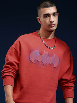 HIGHLANDER - Red Printed Oversized Fit Sweatshirt