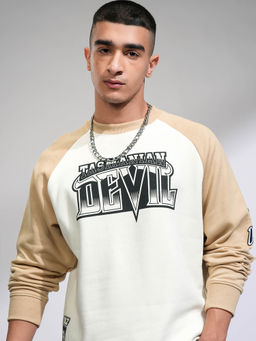 HIGHLANDER - White Printed Oversized Fit Sweatshirt