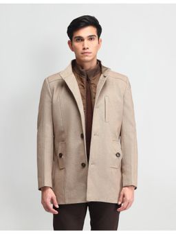 Arrow Sports - Sports Solid-Plain Beige Full Sleeves Coat