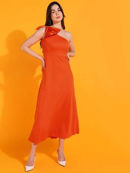 Dodo & Moa - Women Western Wear Dress Orange