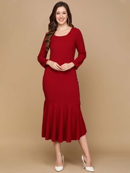 Dodo & Moa - Women Western Wear Dress Maroon