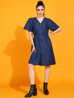 Dodo & Moa - Women Western Wear Dress Blue