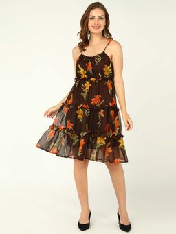 Dodo & Moa - Women Western Wear Dress Brown