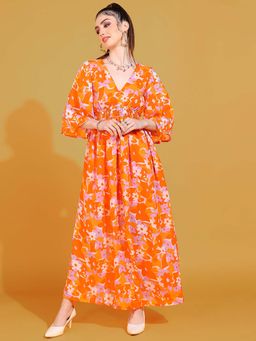 Dodo & Moa - Women Western Wear Dress Orange