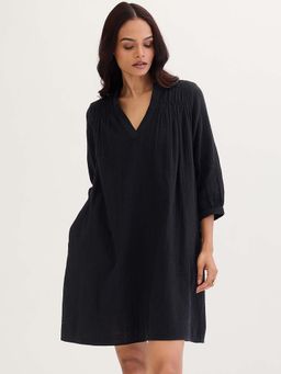 Femmella - Black Cotton Sheath Dress