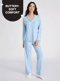 Nykd by Nykaa - Buttery Soft Cotton Modal Button-Down Pyjama Set Of 2 NYS926 Blue