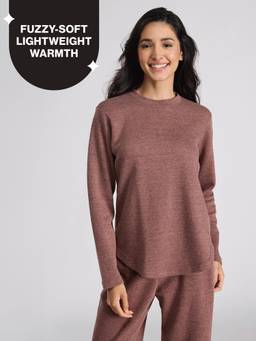 Nykd by Nykaa - Fuzzy-soft Full Sleeve Warm Rib Textured Top With Flattering Hem NYS976 Brown