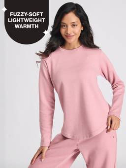Nykd by Nykaa - Fuzzy-soft Full Sleeve Warm Rib Textured Top With Flattering Hem NYS976 Pink