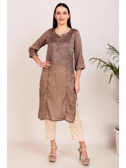 Zuri - Brown kurta with golden Mukaish work allover