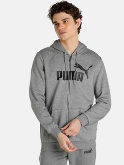 Puma - Essential Big Logo Full-Zip Regular Fit Mens Grey Hoodie
