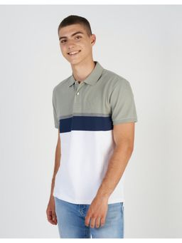 American Eagle - Men Olive Colorblock Icon Polo T-Shirt