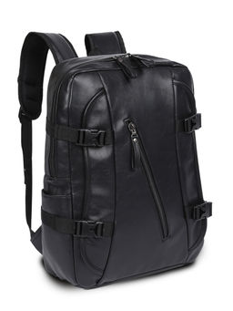 FUR JADEN - Black Faux Leather 15.6 In Laptop Backpack