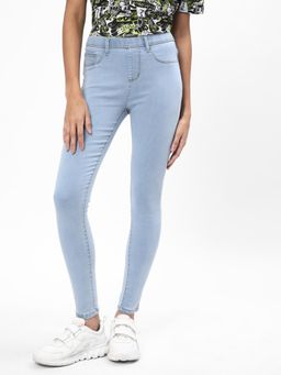 R&B - Light Blue Dyed/Washed Skinny Women Jeggings