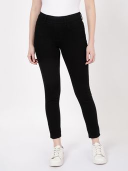 R&B - Black Solid Skinny Women Jeggings