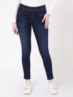R&B - Navy Blue Dyed/Washed Skinny Women Jeans