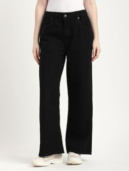 R&B - Black Solid Relaxed Women Jeans