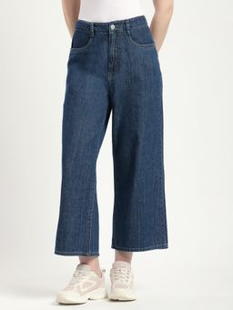 R&B - Blue Solid Relaxed Women Jeans
