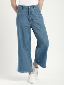 R&B - Blue Solid Relaxed Women Jeans