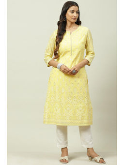 Biba - Yellow Straight Kurta