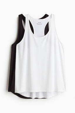 H&M MOVE - 2-Pack Sports Vest Tops With Dry move White