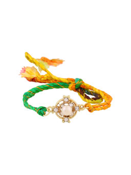 Estele - Gold Plated Jewel Art Designer Rakhi with Austrian Crystals & Silk Thread