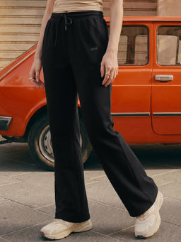Bewakoof - Women's Jet Black Bootcut Track Pant