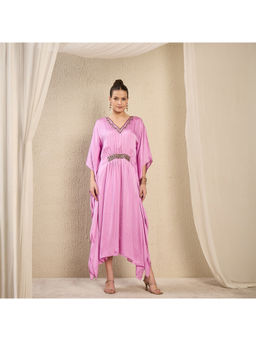 First Resort by Ramola Bachchan - Pink Hand Embroidered Mid Length Dress