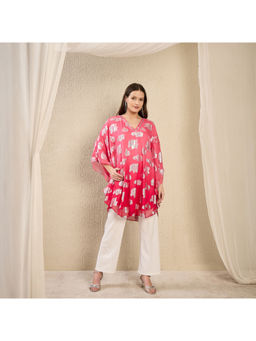 First Resort by Ramola Bachchan - Pink Hand Embroidered Ombre Lurex Top