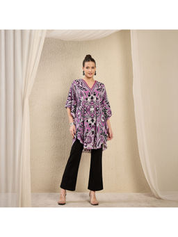 First Resort by Ramola Bachchan - Purple Paisley Printed