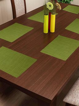 BIANCA - Woven Pvc Placemat for Dining Pack of 6 (Alpine) Solid Green 6 Seater