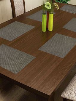 BIANCA - Pvc Placemat for Dining Pack of 6 (Bellevue) Abstract Brown 6 Seater