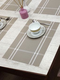 BIANCA - Pvc Placemat for Dining Pack of 6 (Alpine) Taupe & White 6 Seater