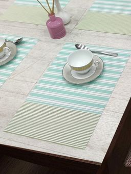 BIANCA - Woven Pvc Placemat for Dining Pack of 6 (Alpine) Green 6 Seater