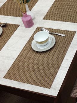 BIANCA - Pvc Placemat for Dining Pack of 6 (Bellevue) Brown 6 Seater