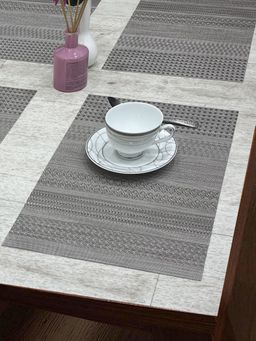 BIANCA - Woven Pvc Placemat for Dining Pack of 6 (Alpine) Ivory 6 Seater